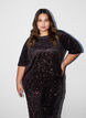 Paljettbluse med albuelange ermer, Brun, Model image number 0
