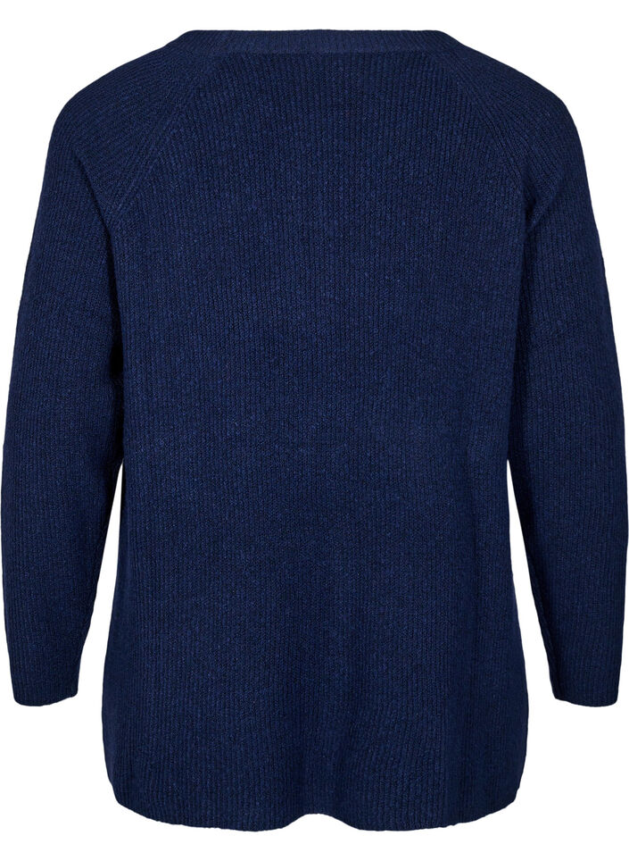 Strikket bluse med rund hals, Naval Academy Mel., Packshot image number 1