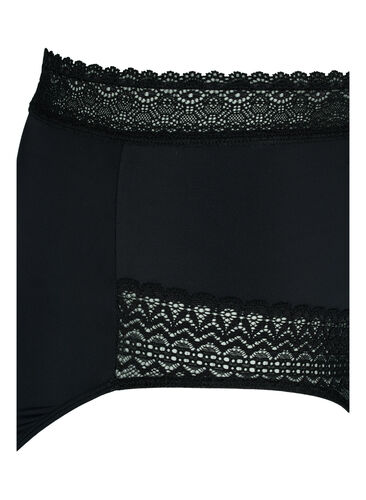 Truse med høyt liv og blondedetaljer, Black, Packshot image number 3