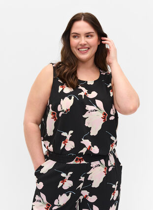 Topp uten ermer med mønster, Big Flower AOP, Model image number 0