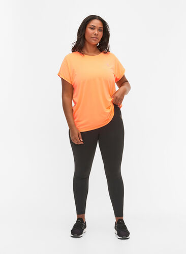 Kortermet trenings T-skjorte, Neon Orange, Model image number 2