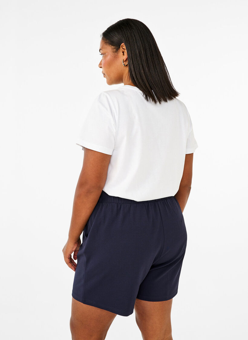 Shorts med lommer og løs passform, Blå, Model image number 2