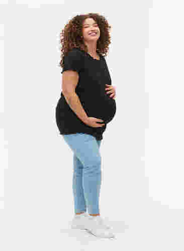 T-skjorte i ribbet materiale til gravide, Black, Model image number 2