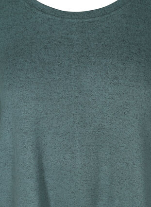 Melert bluse med justerbar bunn, Balsam Green Mel , Packshot image number 2