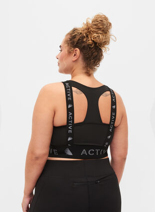 Sports-BH med tekstmønster, Black, Model image number 1