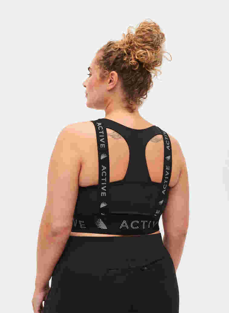 Sports-BH med tekstmønster, Black, Model