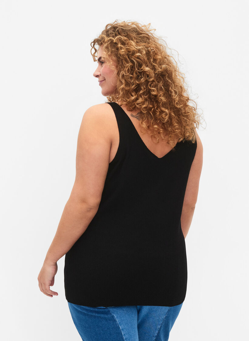 Strikket topp med V-utskjæring, Black, Model image number 1