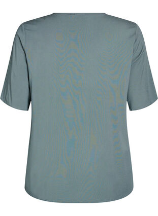 Zizzi FLASH – Vevet bluse med korte ermer og rund hals, Grønn, Packshot image number 1