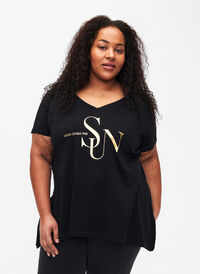 T-skjorte i bomull med korte ermer, Black W. Sun, Model