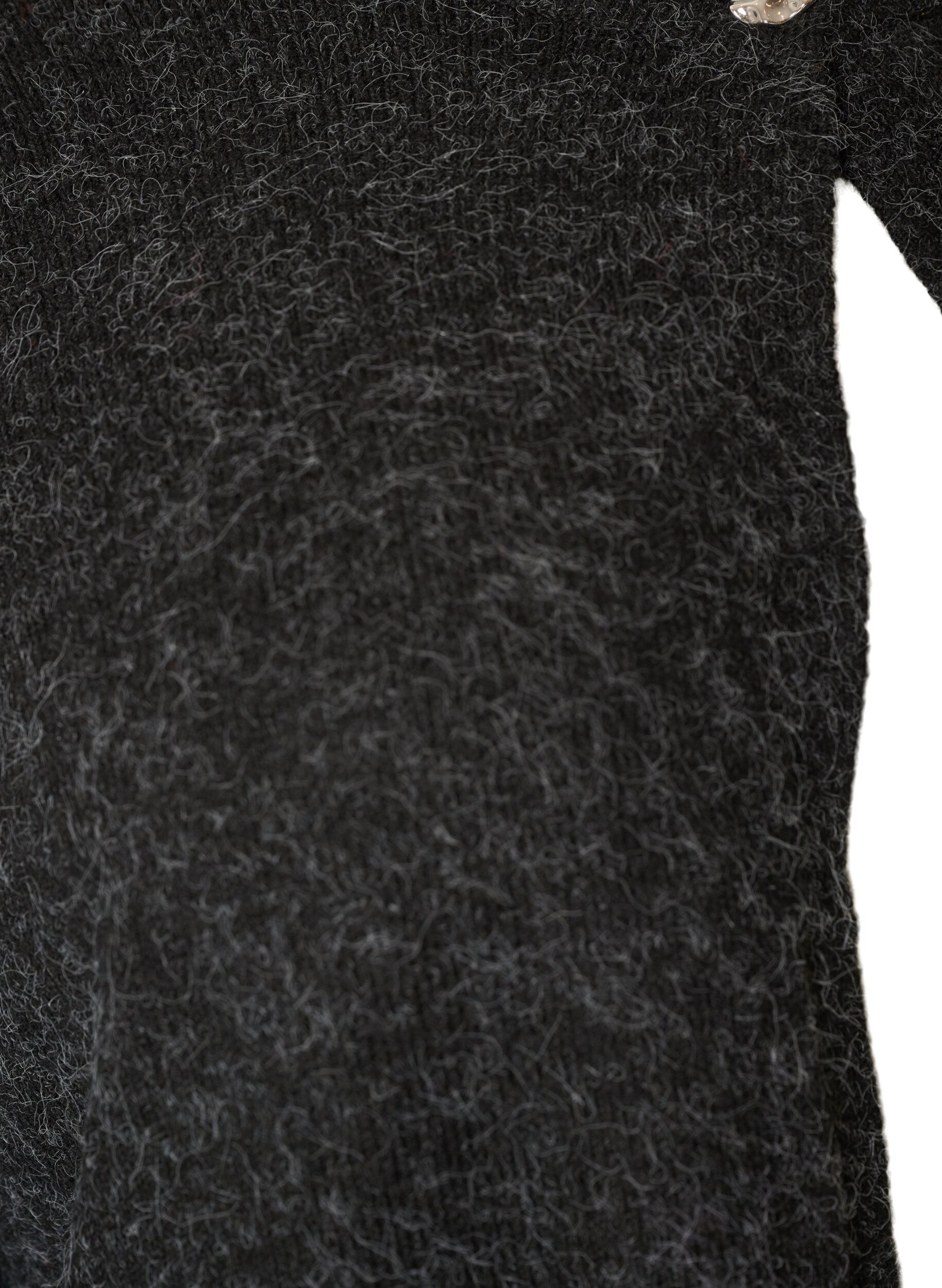 ZizziStrikket cardigan med rund hals og knappelukking, Gr&aring;, Packshot image number 2