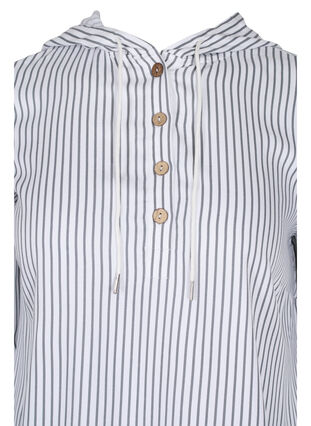 Mønstrete tunika med hette og 3/4-ermer, Black White Stripe, Packshot image number 2