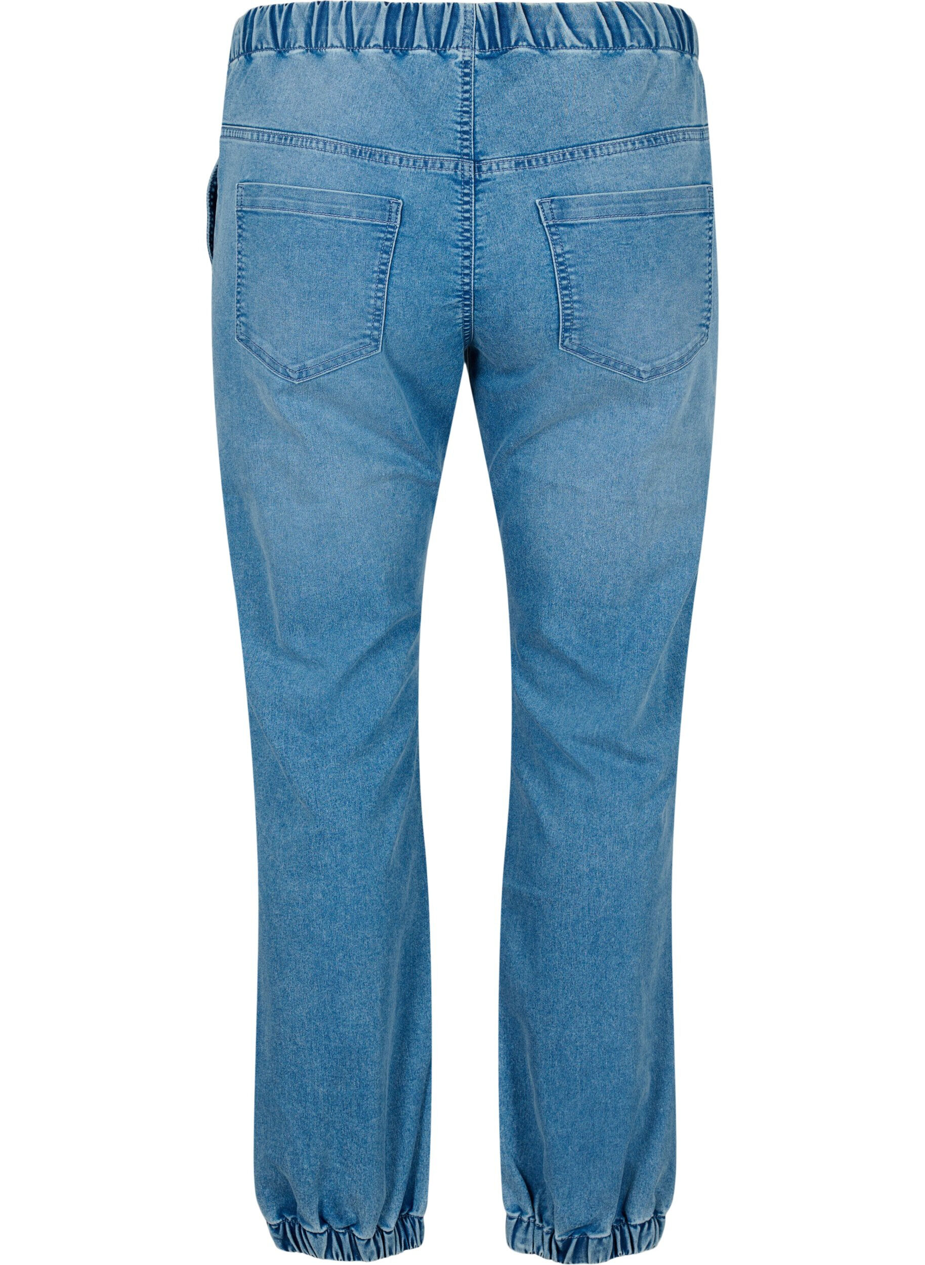 ZizziJoggebukse i denim med lommer, Bl&aring;, Packshot image number 1