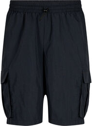 Shorts med høy midje og cargo-lommer, Black