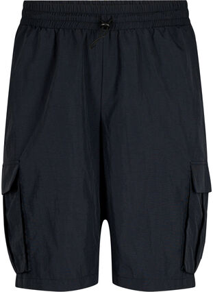 Shorts med høy midje og cargo-lommer, Black, Packshot image number 0