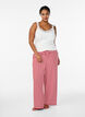 Stripete pyjamasbukser med h&oslash;y midje og vide ben, R&oslash;d, Model image number 0