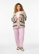 FLASH - Strikket cardigan med striper og knapper, Beige, Model image number 1