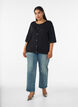 Strikket cardigan med hjerteknapper og korte ermer, Svart, Model image number 1