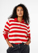 Langermet poloskjorte med striper, Rød, Model image number 0