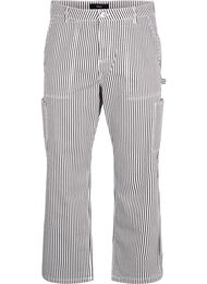 Stripete cargojeans med rett passform, Black White Stripe