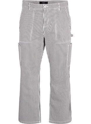 Zizzi Stripete cargojeans med rett passform, Black White Stripe, Packshot image number 0
