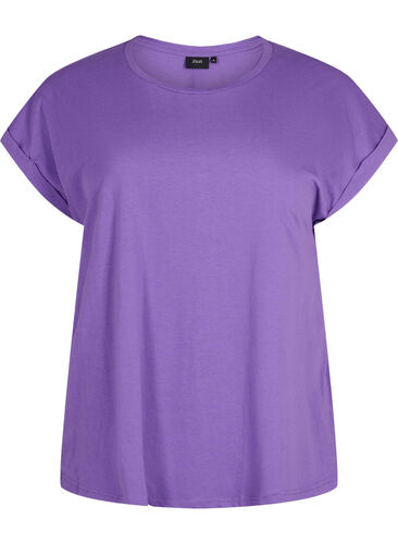 Kortermet T-skjorte i bomullsblanding, Deep Lavender, Packshot image number 0