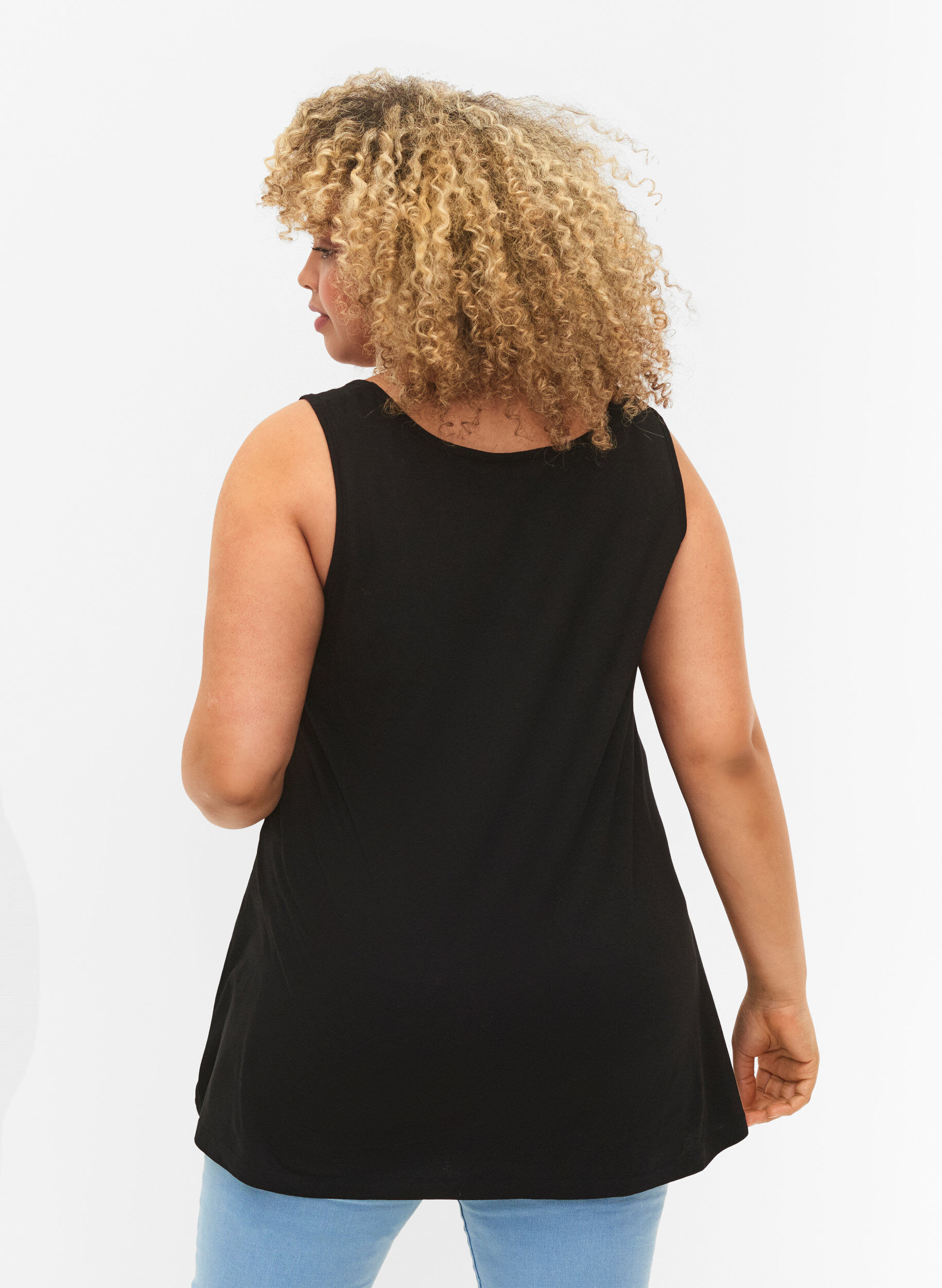 ZizziTopp med A-form og rund hals, Black, Model image number 1