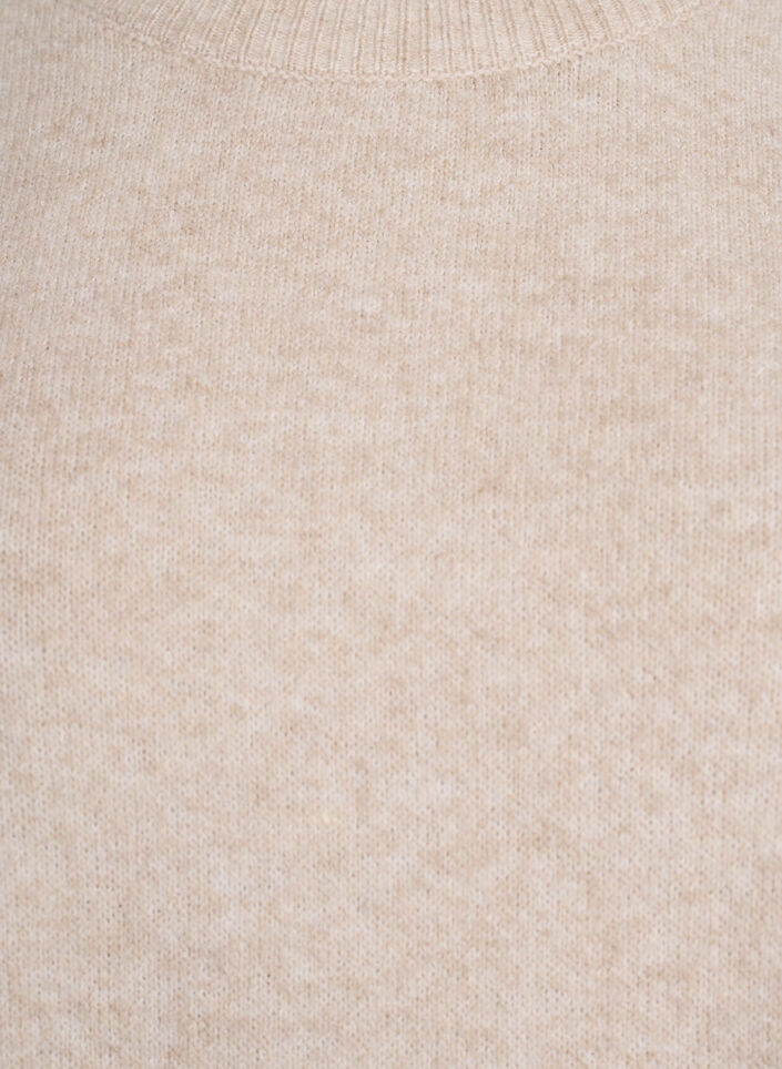 Løs strikket bluse med korte ermer, Beige, Packshot image number 2