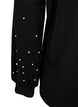 Ensfarget bluse med perler, Black, Packshot image number 3