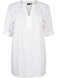 Bomullstunik med V-hals, Bright White