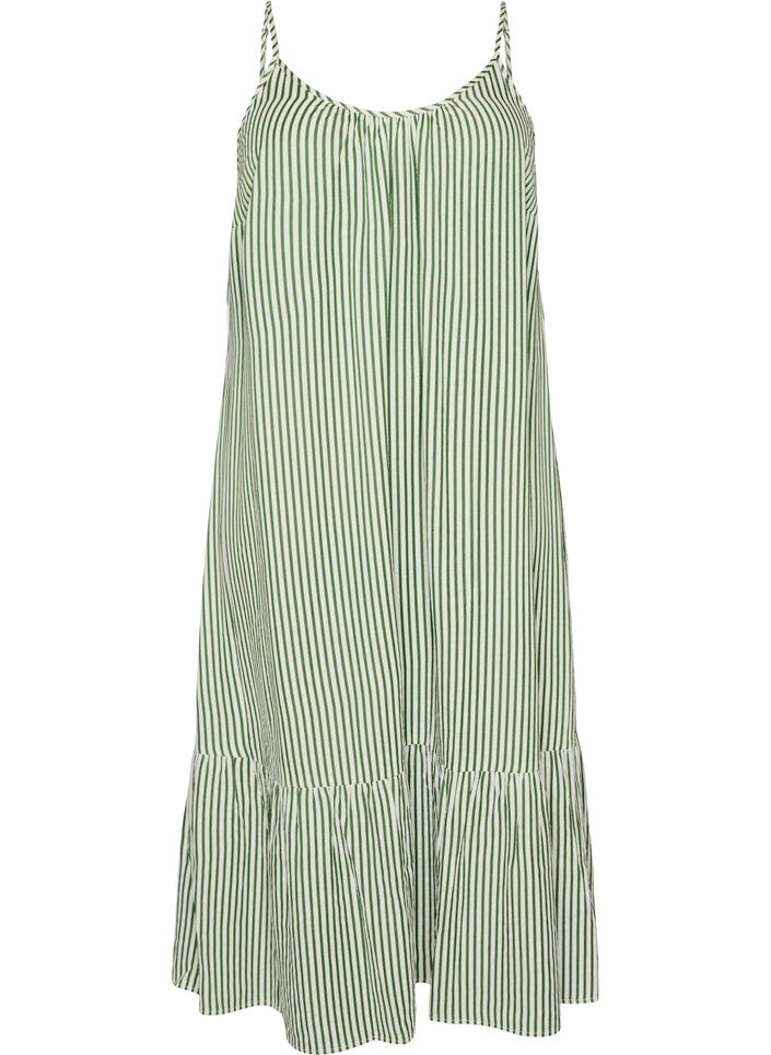 Sommerkjole med striper og A-form, Gr&oslash;nn, Packshot image number 0