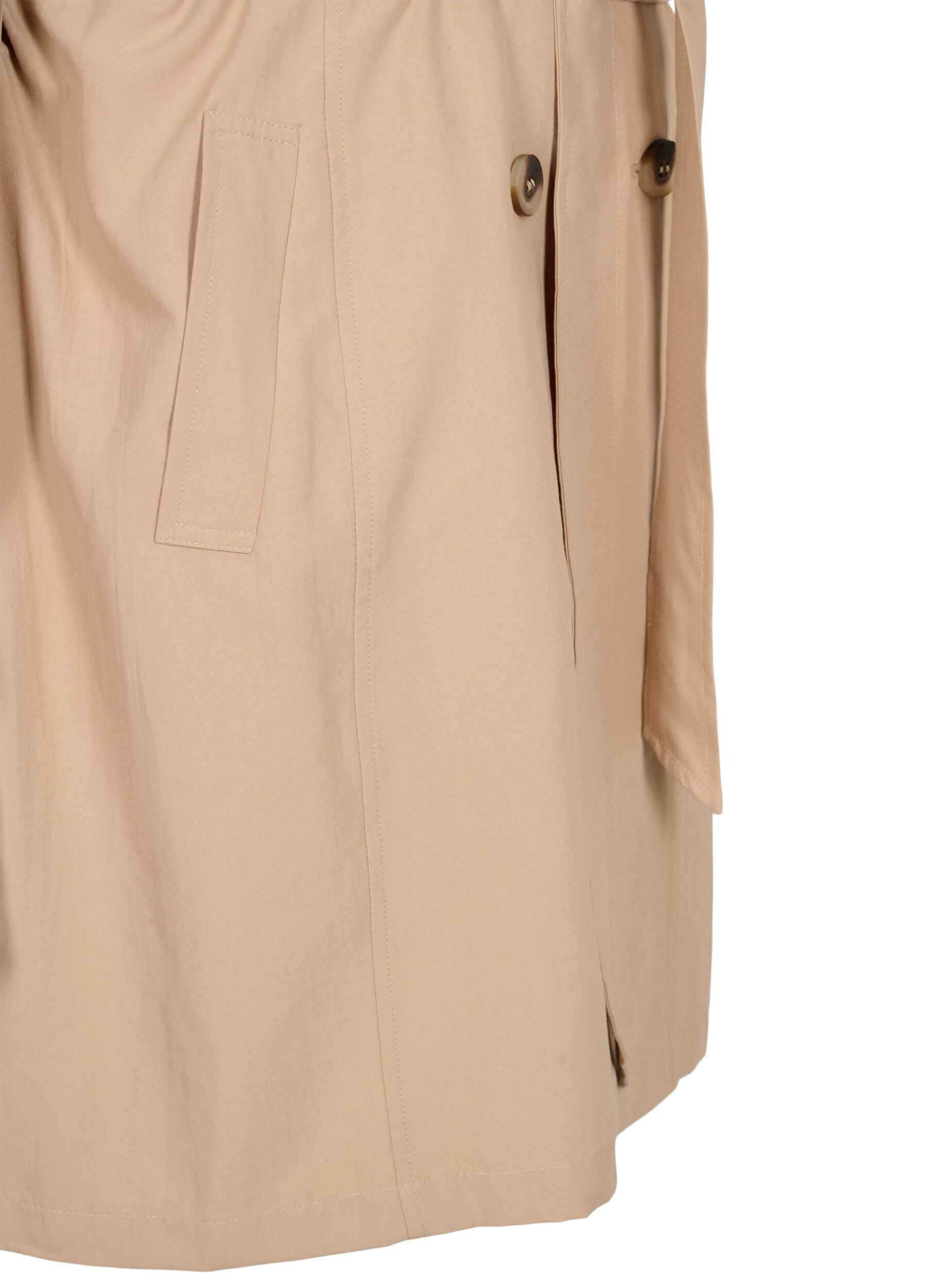 Zizzi Trenchcoat med belte og lommer, Nomad, Packshot image number 3