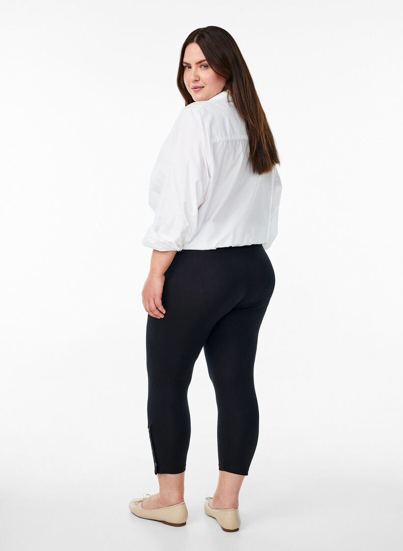 3/4-leggings med knapper, Svart, Model image number 2
