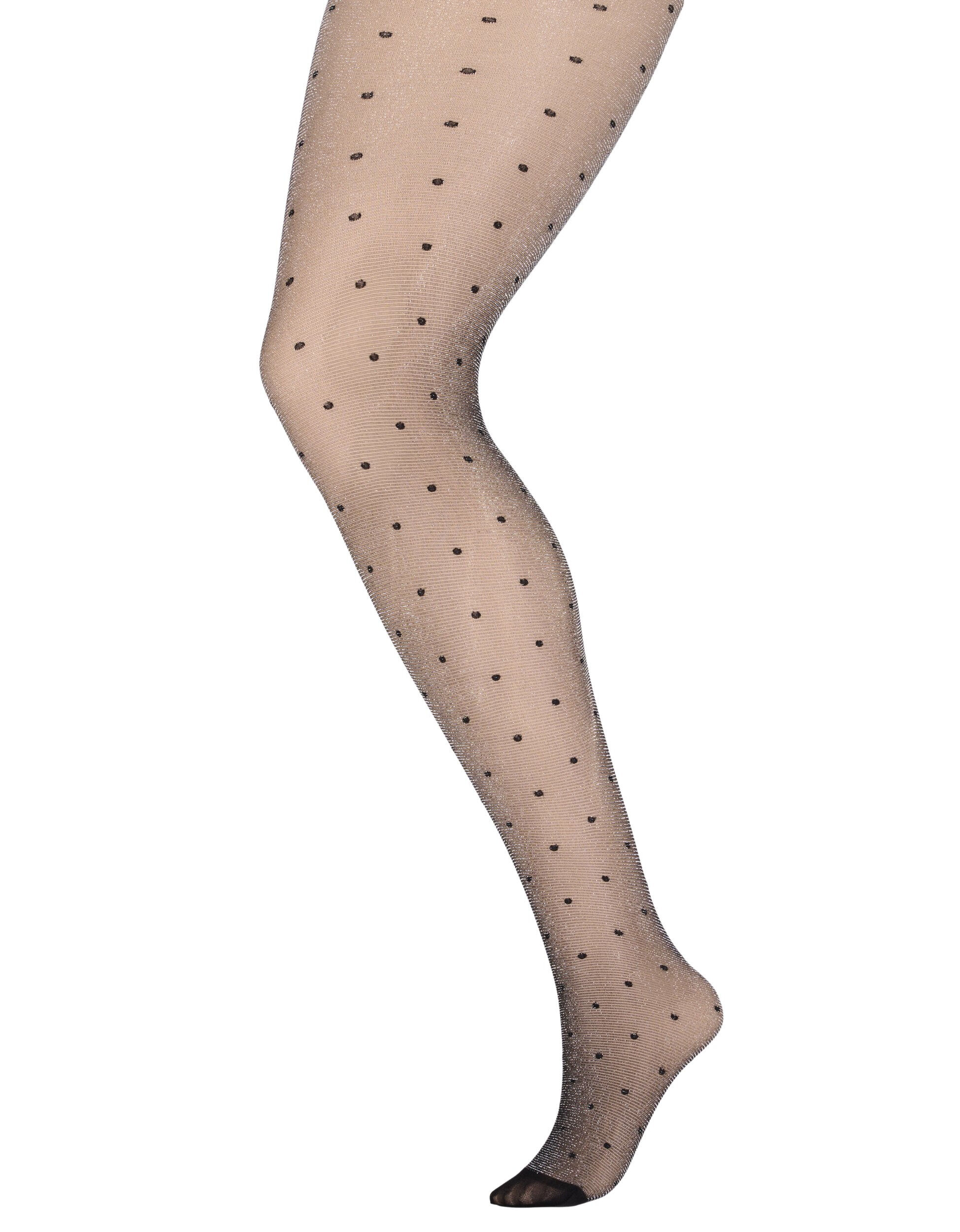 Zizzi Tights i 30 denier med prikker, Black, Packshot image number 0