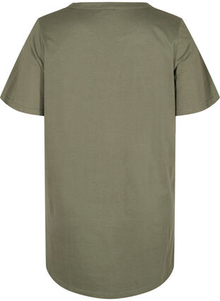 T-skjorte i bomull med V-hals og knapper, Thyme, Packshot image number 1