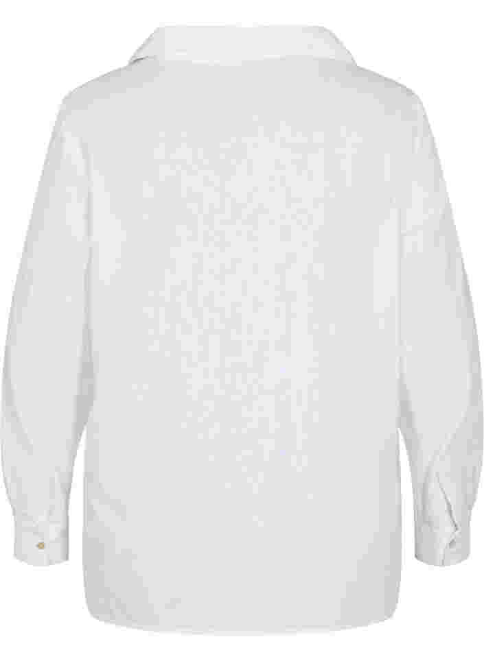 Bluse med 3/4-ermer og knapper, White, Packshot image number 1