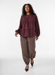 Bluse med broderi og hullbrodert kant, M&oslash;rk Bordeaux, Model image number 1