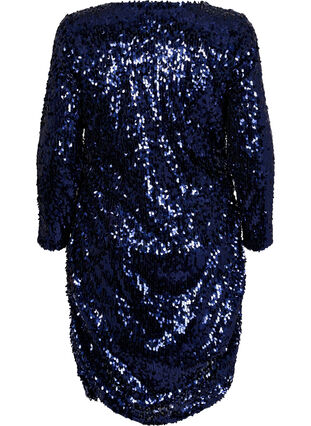 Kjole med paljetter og V-hals, Evening Blue, Packshot image number 1