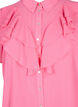 Kortermet skjortebluse med volanger, Pink Power, Packshot image number 2