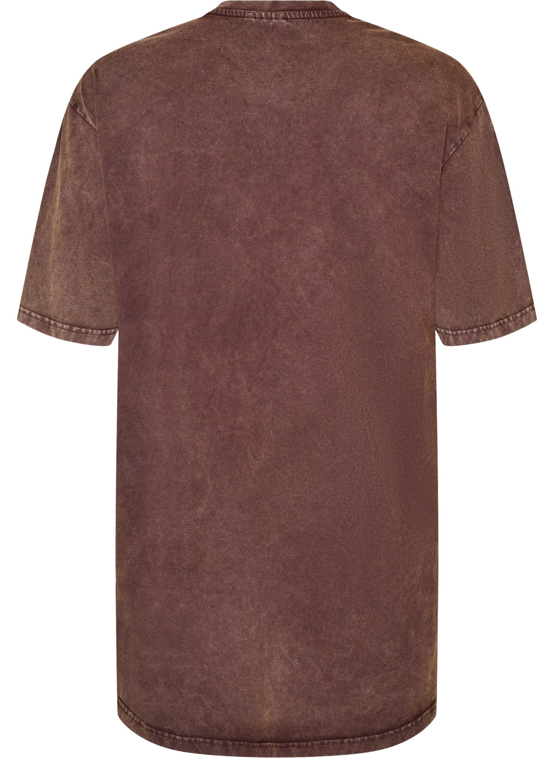 ZizziLoose T-skjortekjole med en vasket stil, Brun, Packshot image number 1