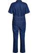 Denim jumpsuit med korte ermer og knytebelte, Bl&aring;, Packshot image number 1