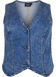 Denimvest med smal passform, med knapper, Blue Denim