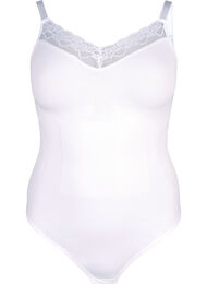 Shapewear bodystocking med blonder, Bright White