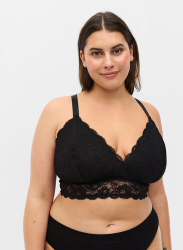 Blonde-BH med vattering og ryggdetalj, Black, Model image number 0