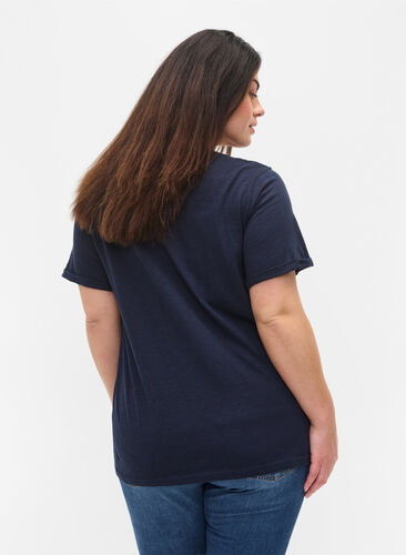 T-skjorte i bomull med korte ermer, Navy Blazer, Model image number 1