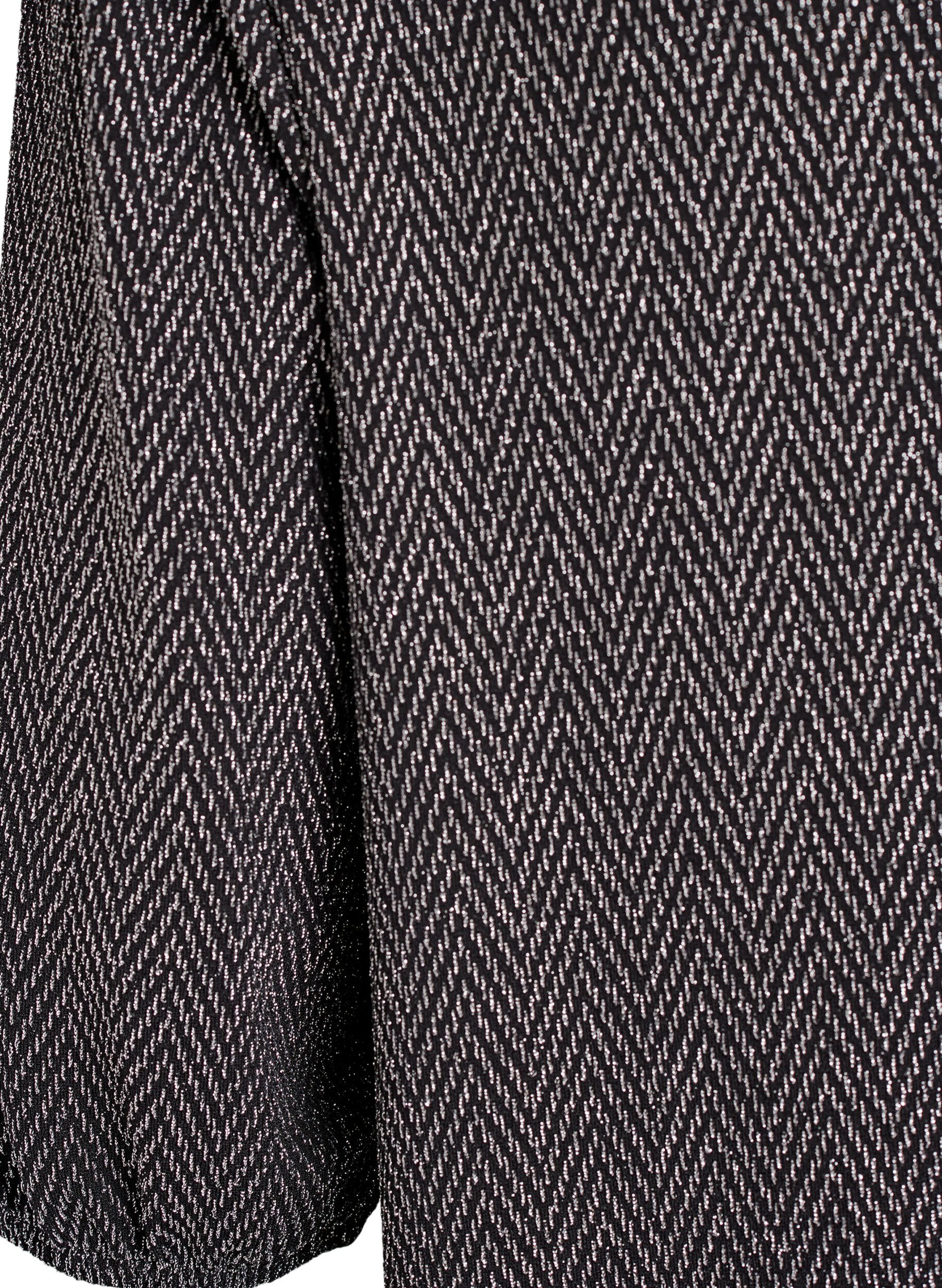 Zizzi Bluse med glitterm&oslash;nster og 3/4-ermer, Svart, Packshot image number 3