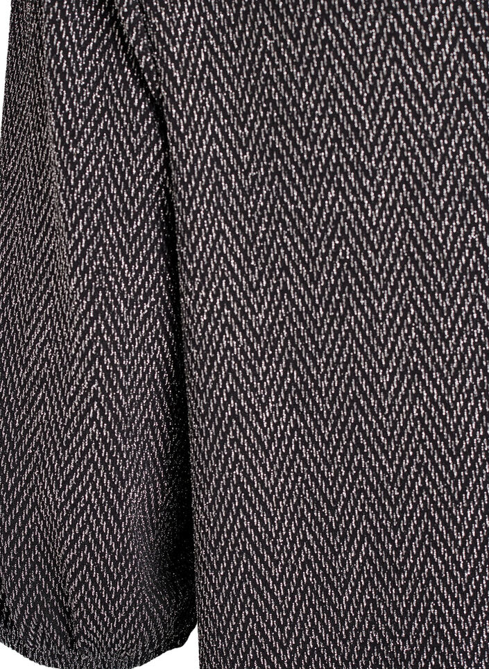 Bluse med glittermønster og 3/4-ermer, Svart, Packshot image number 3