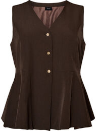 Stripet vest med peplum, Brun