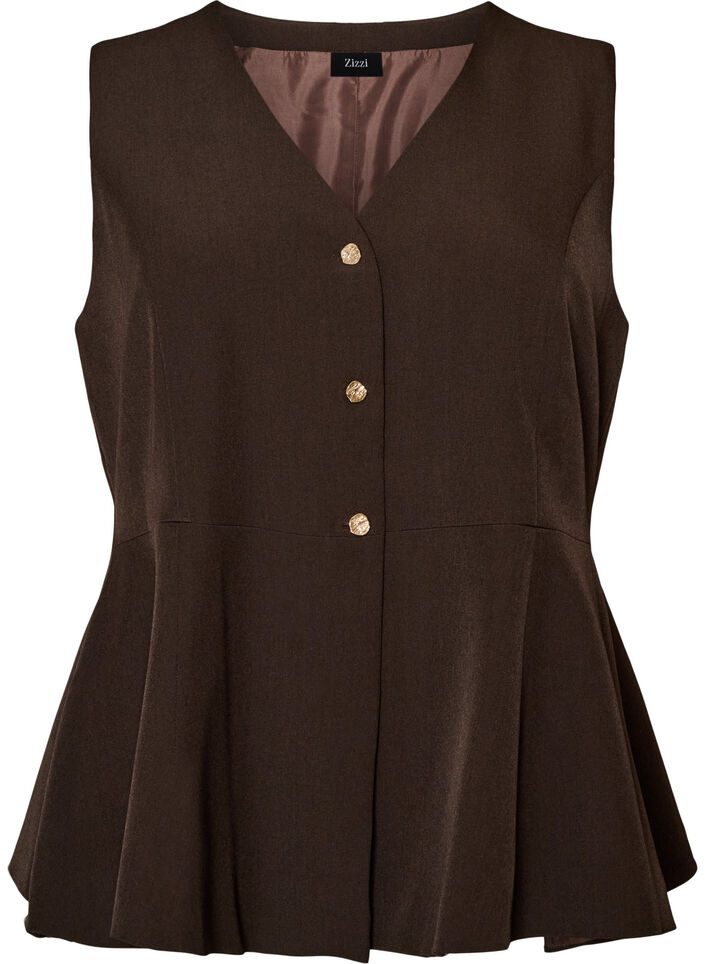 Stripet vest med peplum, Brun, Packshot image number 0