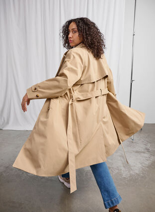 Zizzi Klassisk lang trenchcoat med belte, Chinchilla, Image image number 0