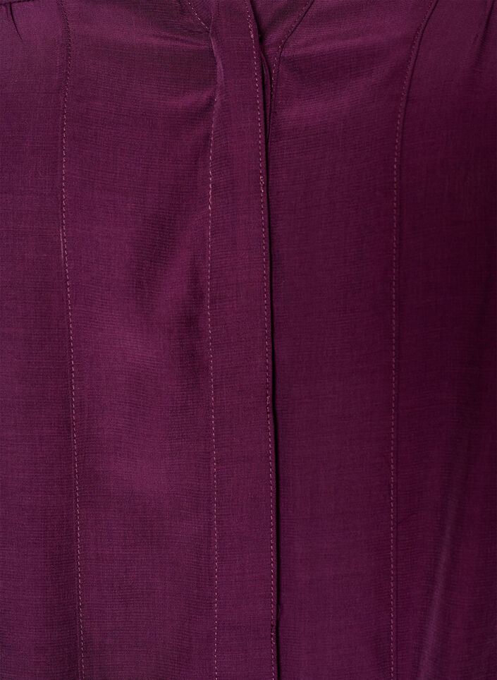 Bluse med rysjekrage og rynking, Lilla, Packshot image number 2